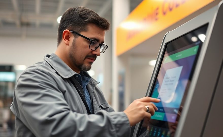 Terminal de autoservicio con protección anti-skimming instalada